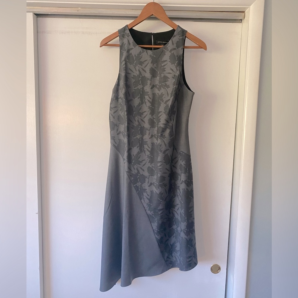 Grey, subtle floral pattern Banana Republic dress, size 10